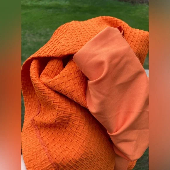 New York & Company Eva Mendes Clare Full Skirt Orange Woven Textured Skirt - Picture 14 of 17